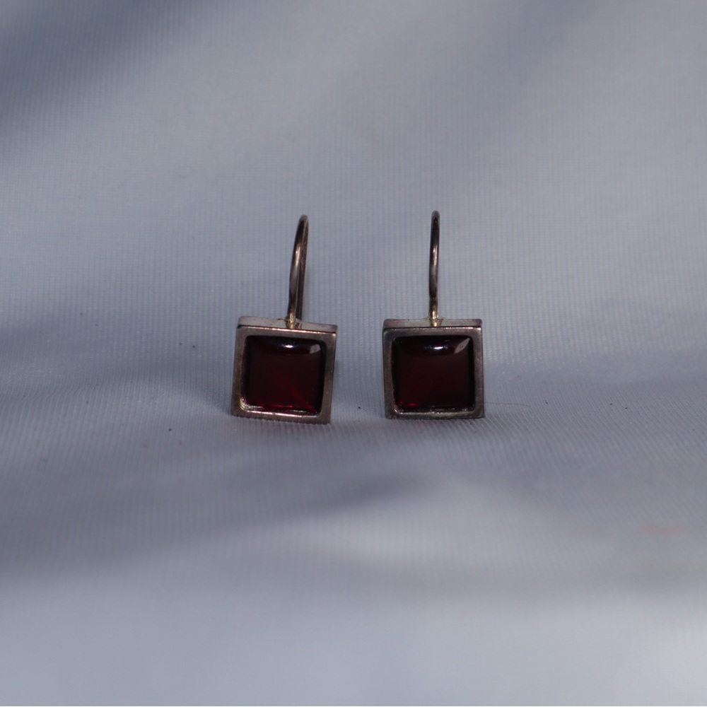 Ruby dangle silver earrings - Picture 4 of 4